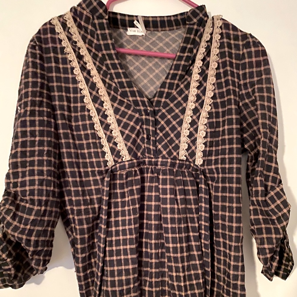 Blue bird baby doll top
